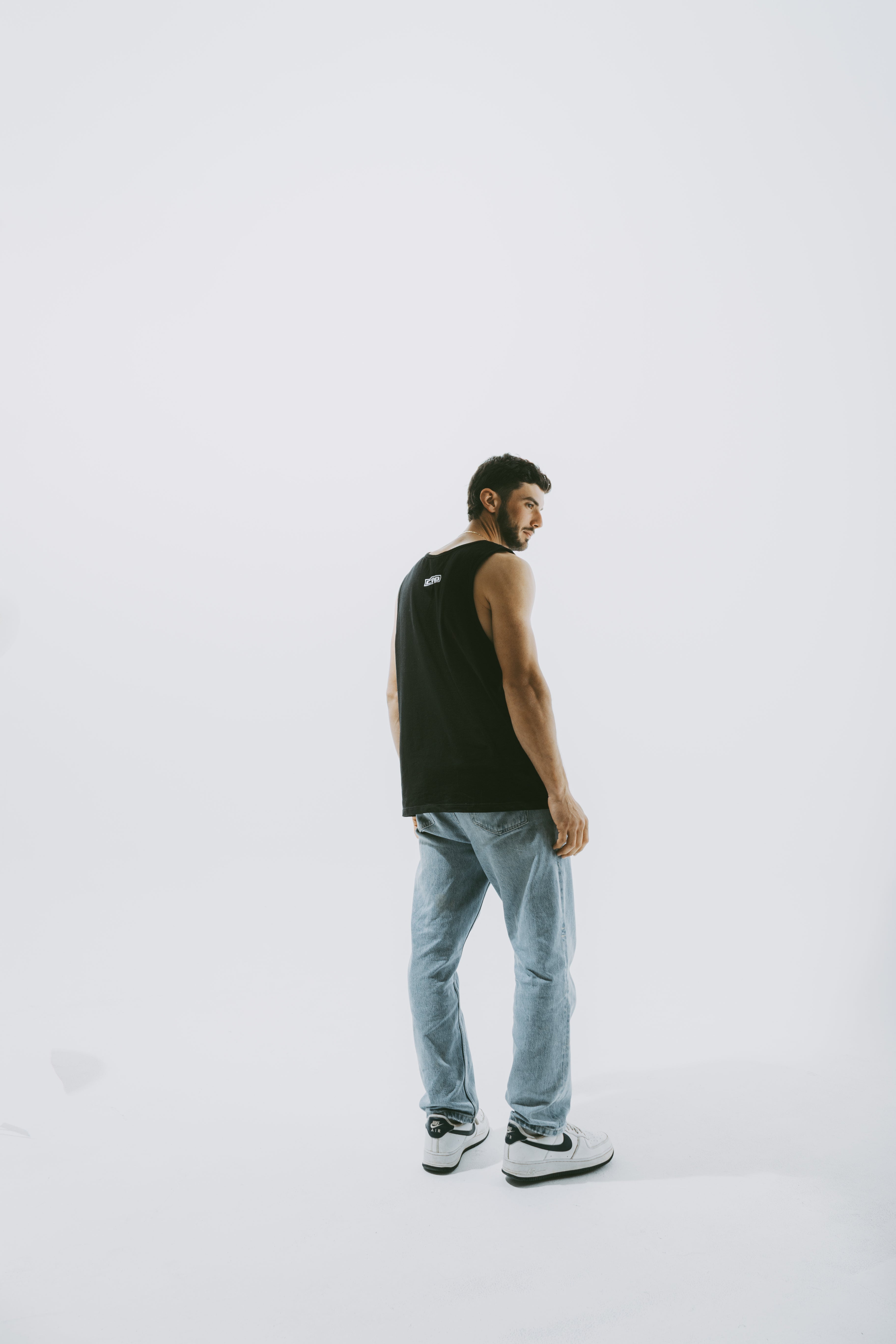 Back view of Dead Signal Tank showing embroidered back logo.